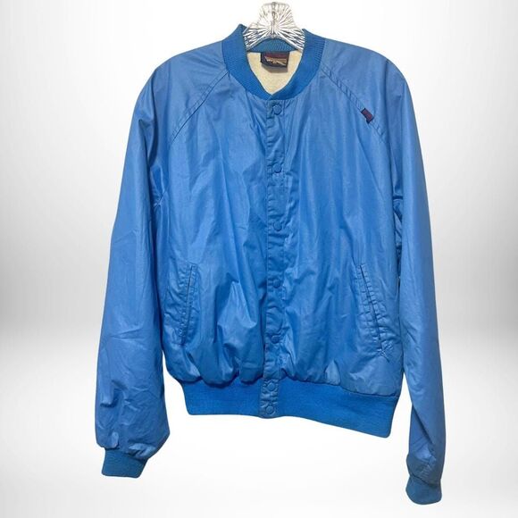 Rare Vintage 80s Britannia Light Blue Windbreaker Lined Jacket - Mint - Sz. L - Picture 1 of 5